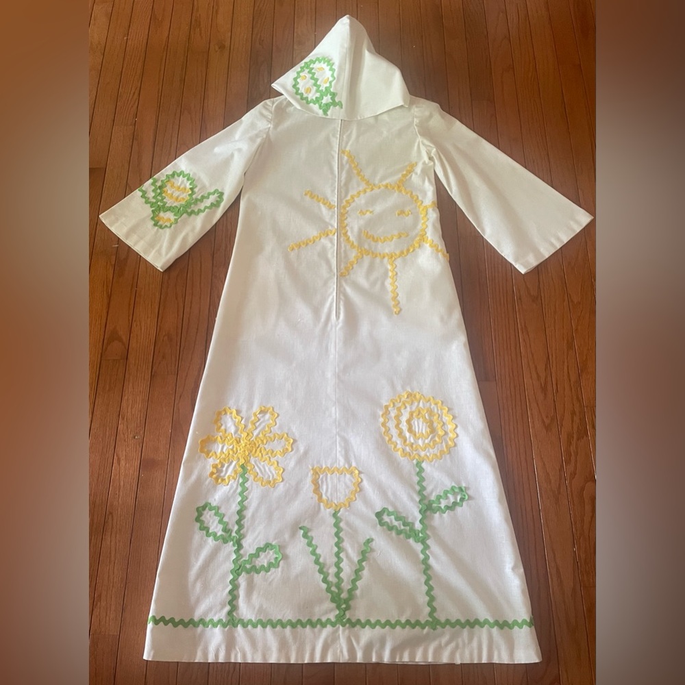 VTG Swimsuit Cover Up Garden Whimsy Hooded Zippered Small/Medium 32”- 34” Bust